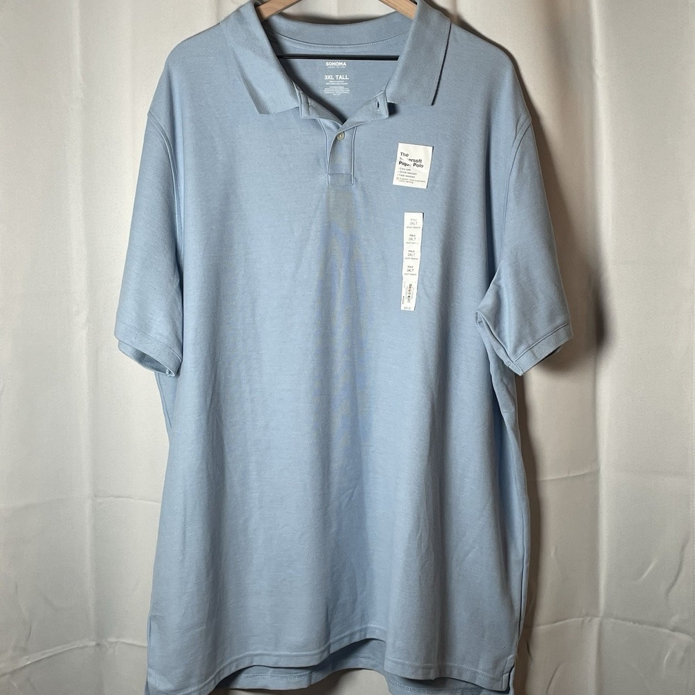 Sonoma Polo Shirt Mens 3XL Tall Blue Golf Outdoor‎ Casual Rugby Short Sleeve NEW